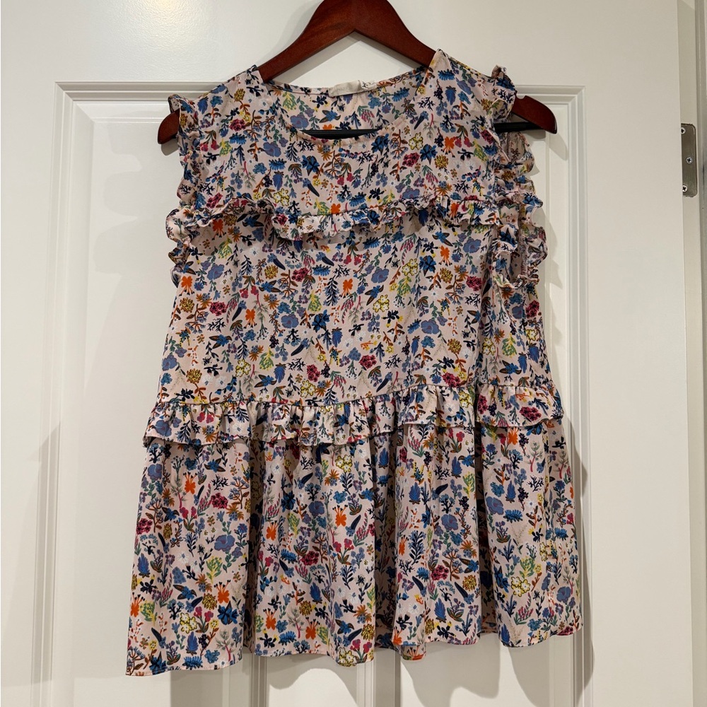 Floral Ruffle Sleeveless Top